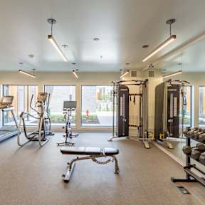 Modern Fitness Center at Rowat Lofts, Des Moines