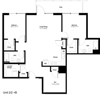 The Danforth Apartments 2x2 B Floor Plan