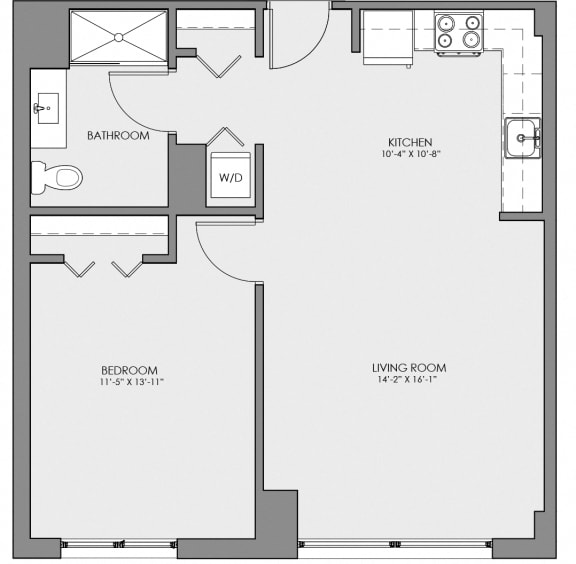 Studio 1 bath floor plan A at Lakeview 3200 Apartments, Chicago, Illinois