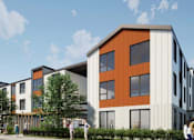 Thumbnail 20 of 21 - A modern apartment complex with multiple buildings and balconies.