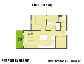  Floor Plan 1 BED 1 DEN (B)