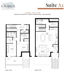 Floor Plan A2 - 2 Bedroom Plus Den