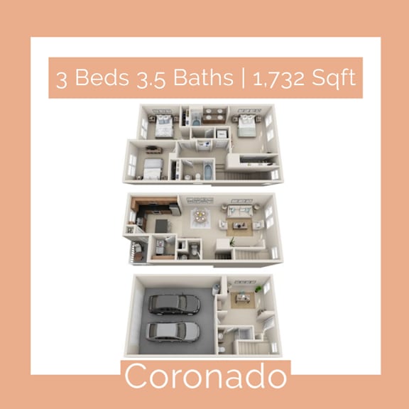A Coronado model apartment at Croix Townhomes, Henderson, NV, Nevada, 89014