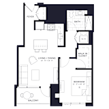 Lincoln Common Vine (C7) One Bedroom Floor Plan at The Apartments at Lincoln Common, Chicago, IL, 60614