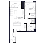 Lincoln Common Hudson (C2) One Bedroom Floor Plan at The Apartments at Lincoln Common, Illinois, 60614