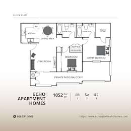  Floor Plan 2 Bedroom 2 Bath