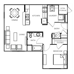  Floor Plan 1 Bed, 1 Bath