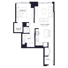 Lincoln Common Dickens (C1) One Bedroom Floor Plan at The Apartments at Lincoln Common, Chicago, Illinois