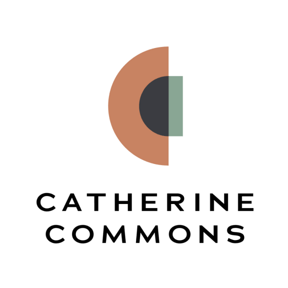 a logo for catheter commons with a   on a black background