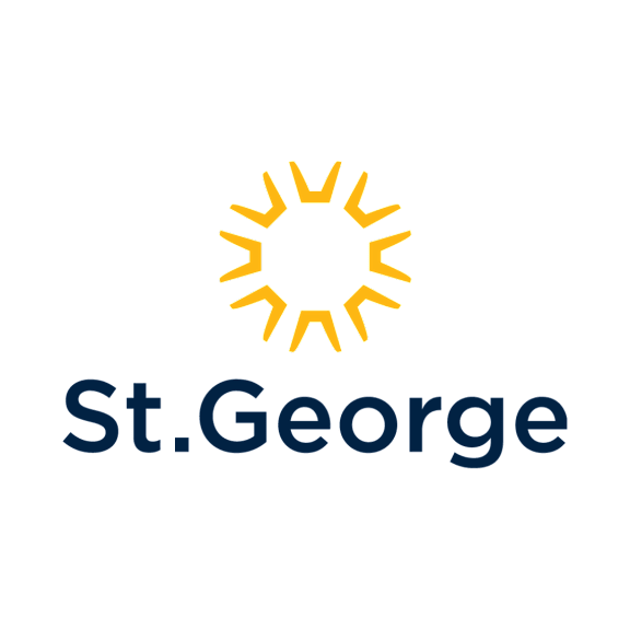 A graphic of a sun with rays and the text "St. George" below it.
