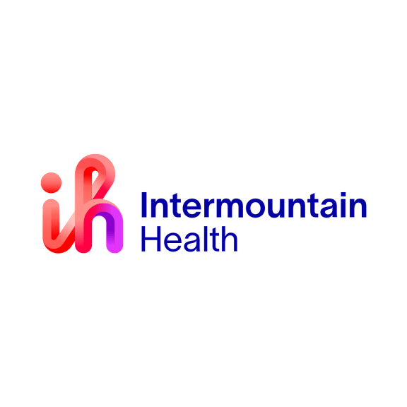 A logo with the text "Intermountain Health" in front of a black background.