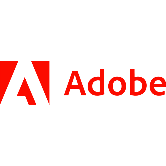 The image is a logo of Adobe with a black background.