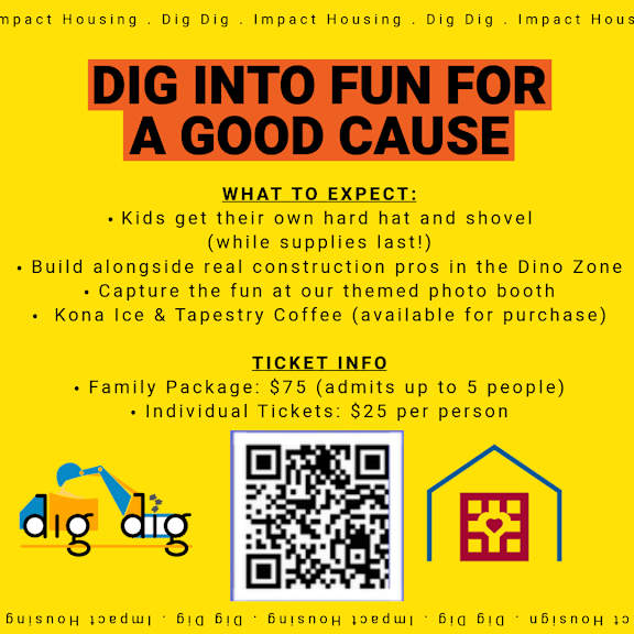 A poster advertises a family-friendly event with activities for kids and ticket information.