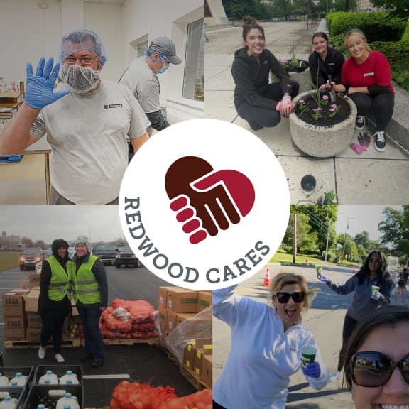 a collage of photos with the houston food cares logo