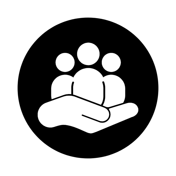 A white paw print is centered in a white circle on a black background.