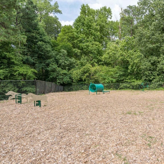 a park with a green playground and trees at Park Ridge Estates, Durham, North Carolina