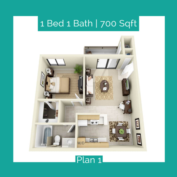 A1 Plan at Village Park Apartments in Encinitas, CA,
