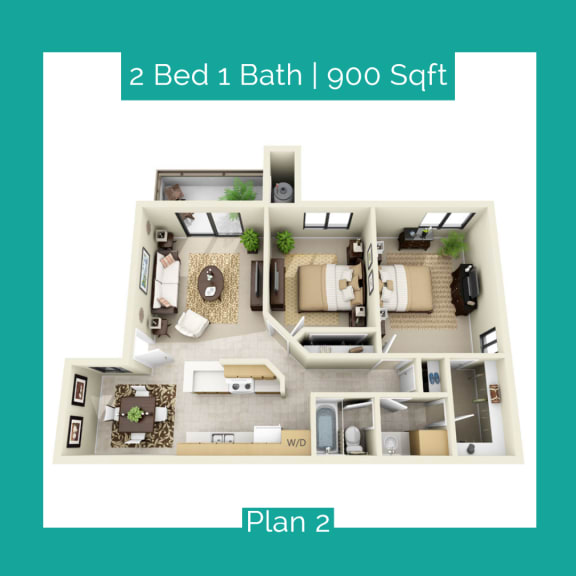 A2 Plan Village Park Apartments in Encinitas, CA,
