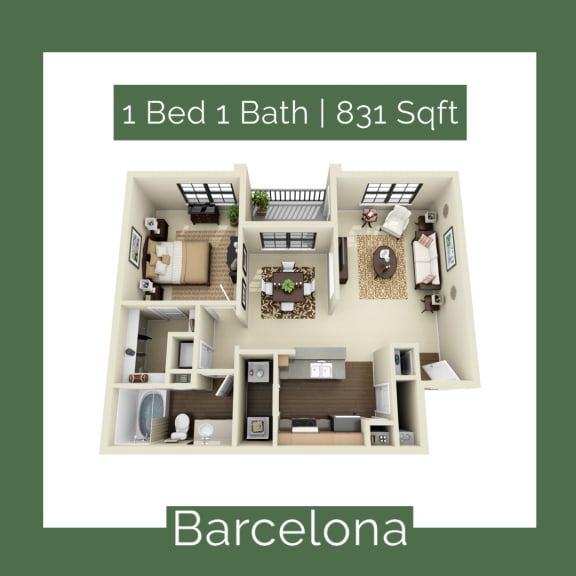 Barcelona at Mission at La Villita Apartments in Irving, TX offers 1, 2 & 3 bedroom apartment homes with appliances.