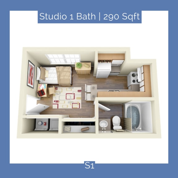 the studio 1 bath 1299 sq ft studio 1 bathroom floor plan