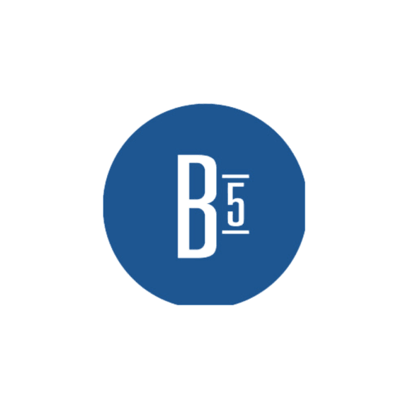 a blue circle with a b5 logo