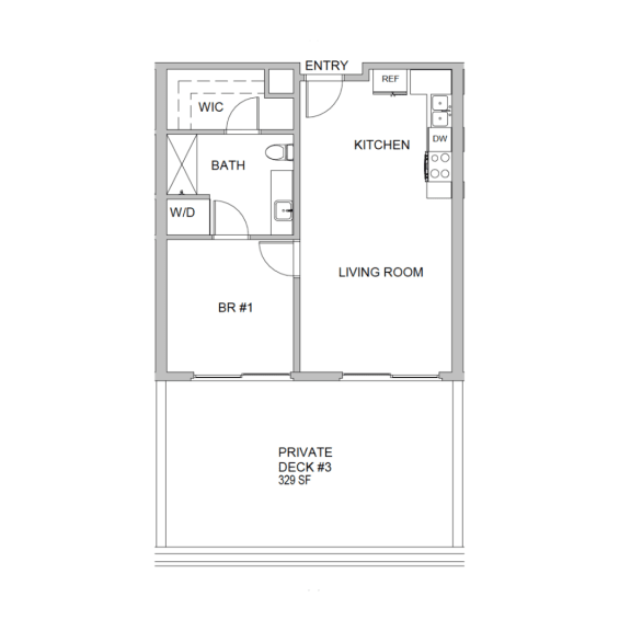 a floor plan of a small house with a bedroom and a living room