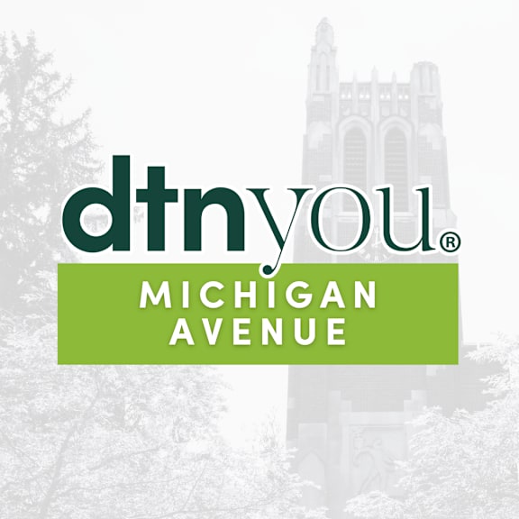 A logo with the name "dtnyou" and the words "Michigan Avenue" on a green background.