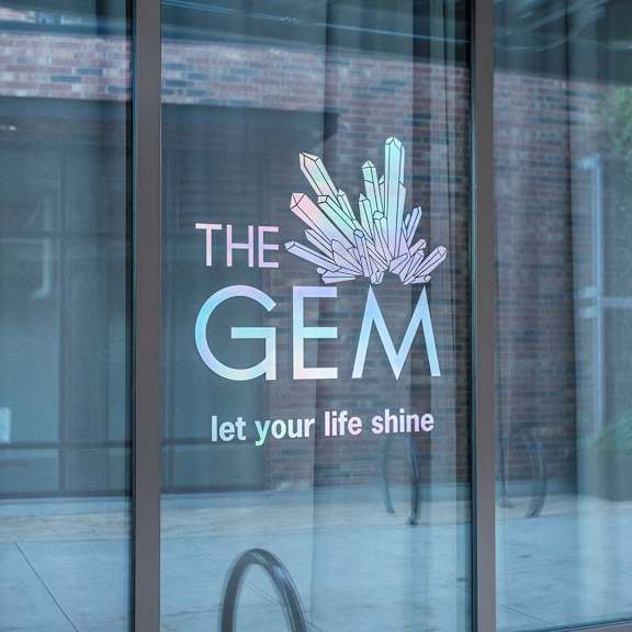 The Gem Decal on Window