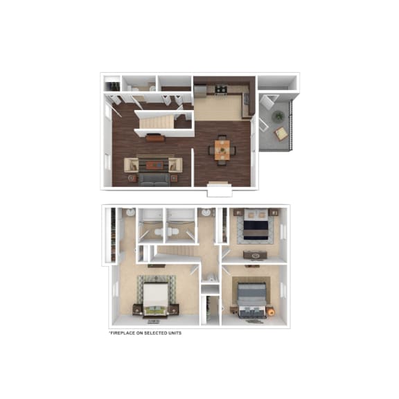Floor Plan  3 Bed 2 Bath Floor Plan at Rosen at North Hills, Raleigh, North Carolina