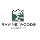 The image is a logo for Ravine Woods Apartments.