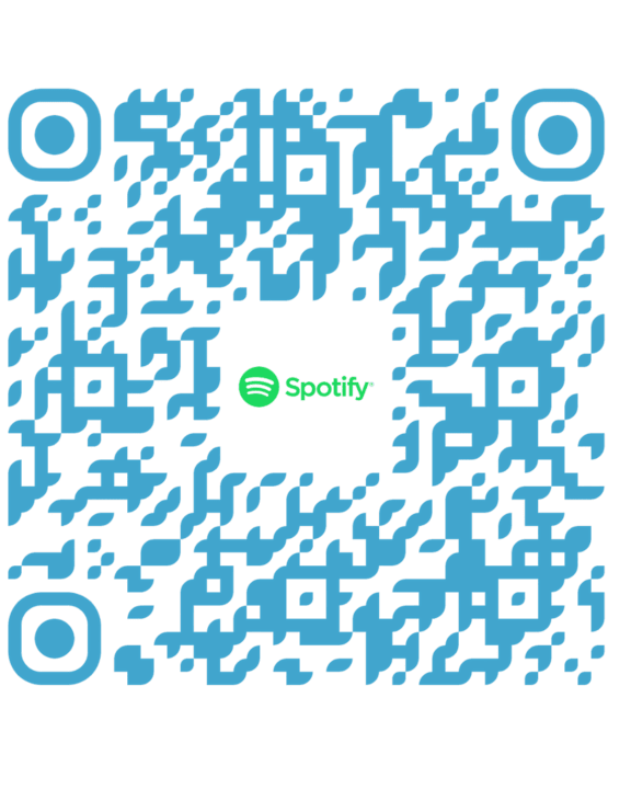 A QR code is displayed on a black background.