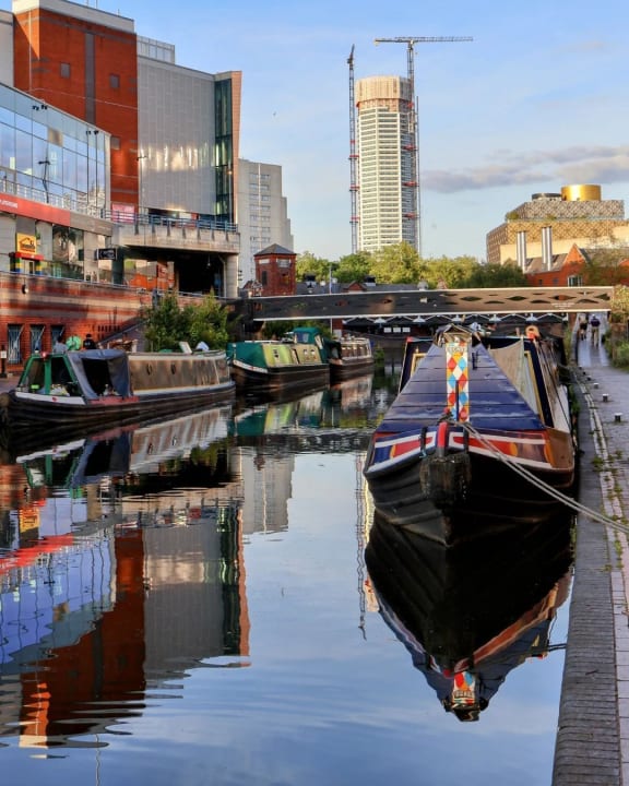 boats docked in Birmingham Canal