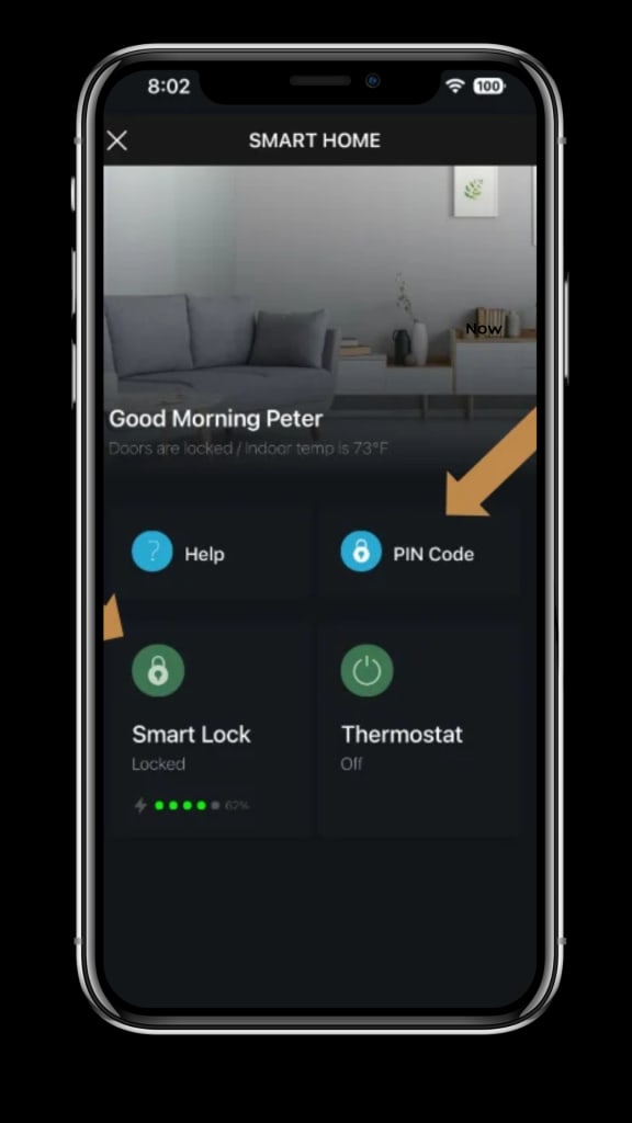 a screenshot of a living room with the home screen on the phone