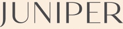 the word juniper written in black font on a tan background