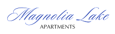 The image displays the name "Magnolia Lake Apartments" in an elegant script.