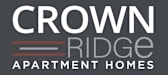 a white crown ridge apartment homes logo on a black background