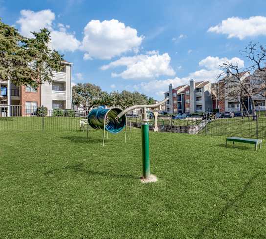 Pet friendly apartments with dog park at Foxborough Apartments, Irving, TX