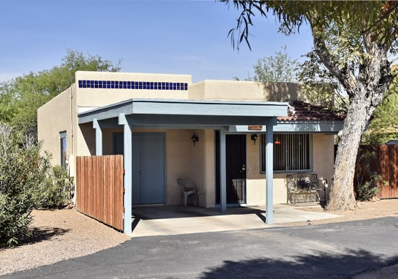 House with blue door at San Xavier Casitas, Arizona, 85716