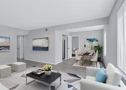 a living room with a couch and a table