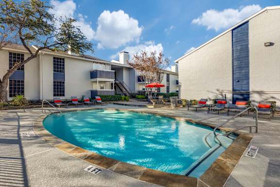 our apartments have a large swimming pool in front of our buildings