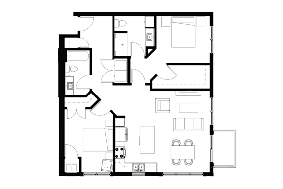 A black and white image of a floor plan for a house.