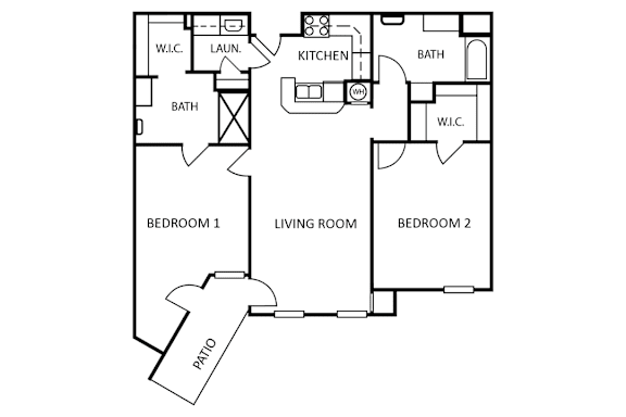 A black and white image of a floor plan for a home.