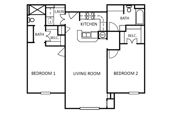 A black and white image of a floor plan for a house.