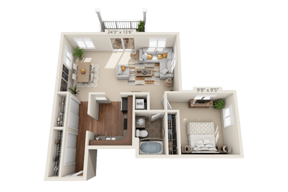A 243x136 inch floor plan of a house with a living room, kitchen, and bathroom.