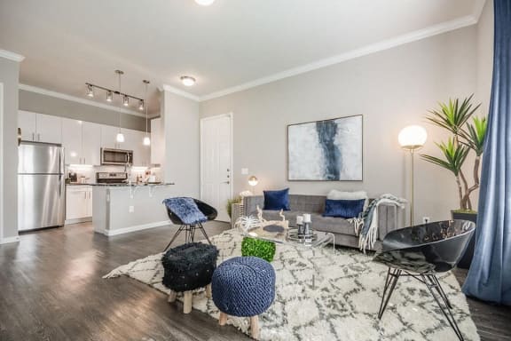 Living Room With Kitchen View at Berkshire Preserve, Garland