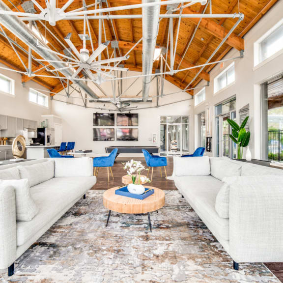 a living room with couches and a coffee table at The Landings at Brooks City-Base, San Antonio, TX