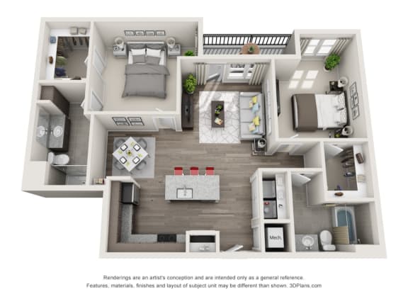 The Aldair Floor Plan at Beckett Farms Apartments, PRG Real Estate Management, Fort Mill