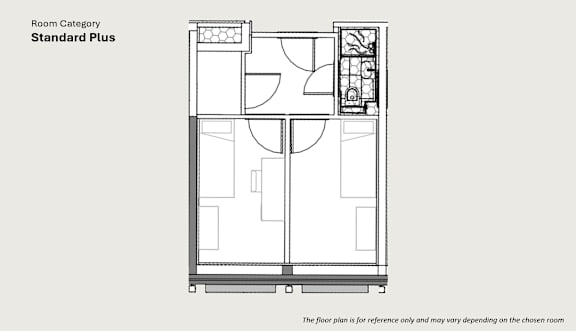 A floor plan for a room category labeled Standard Plus.