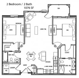  Floor Plan 2 Bedroom 2 Bath