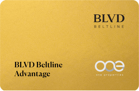 two logos on the back of a gold box at BLVD Beltline, Calgary, AB